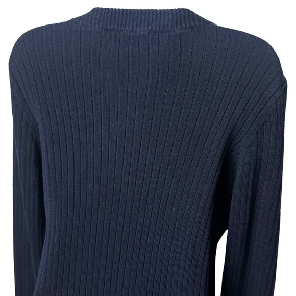 Lauren Jeans Company Navy Classic Ribbed V-Neck Henley Old Money Cabin Cozy L - Picture 6 of 10